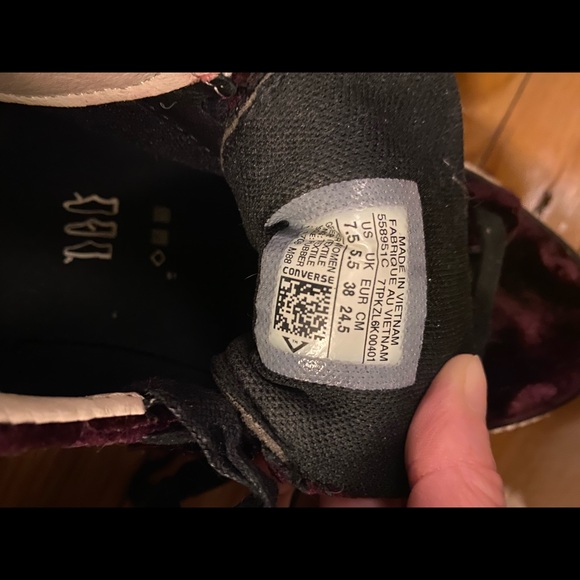 Velvet Platform Converse Shoes - Burgundy - Picture 4 of 4